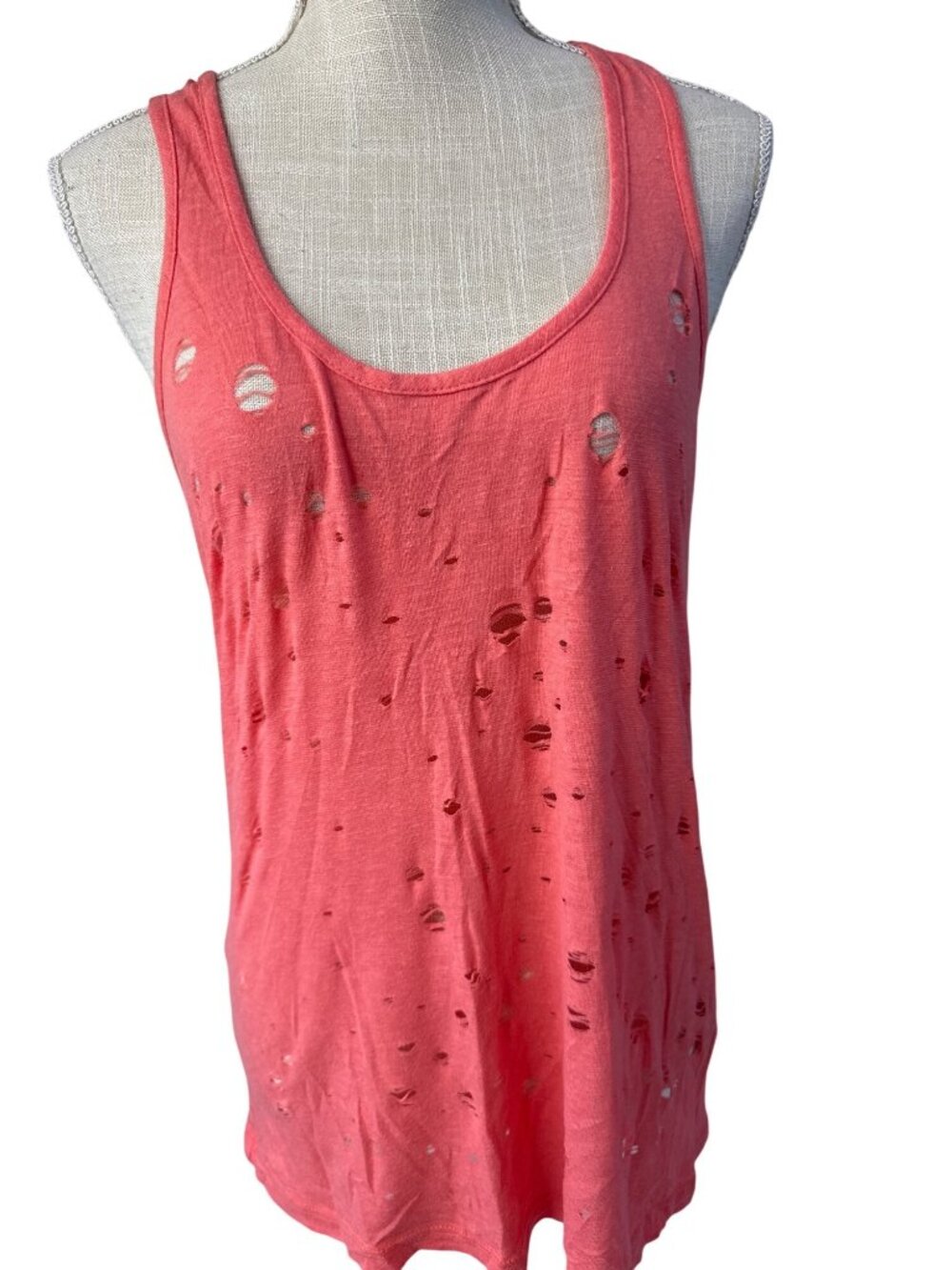 Mai Tai Distressed Coral Racerback Tank Top Womens L